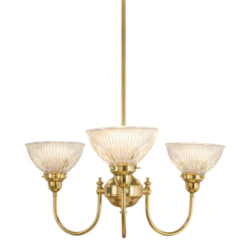 Luke 3 Light Bowl Clear Glass Uplight Pendant - Brass