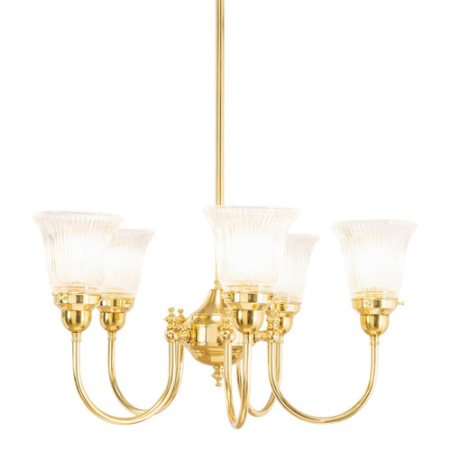 Luke 5 Light Bell Clear Glass Uplight Pendant - Brass