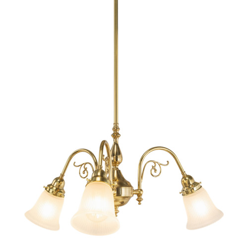 Victoriana 3 Light Bell Frosted Glass Rod Pendant - Brass
