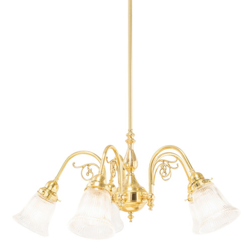 Victoriana 5 Light Bell Clear Glass Rod Pendant - Brass