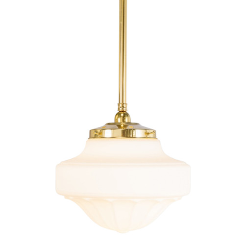 Derby Matt Opal Glass Rod Pendant - Polished Brass
