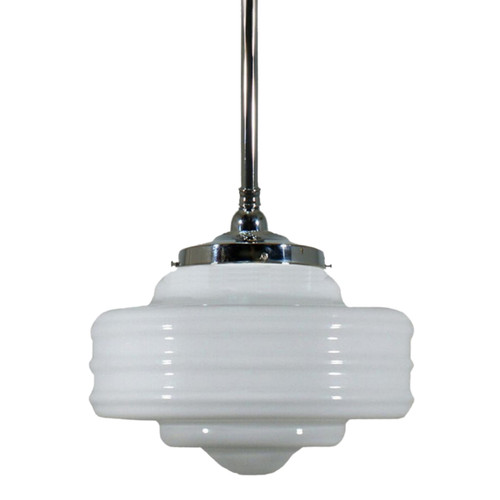 Detroit Gloss Opal Glass Rod Pendant - Chrome