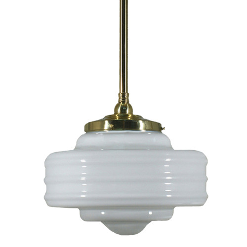 Detroit Gloss Opal Glass Rod Pendant - Polished Brass