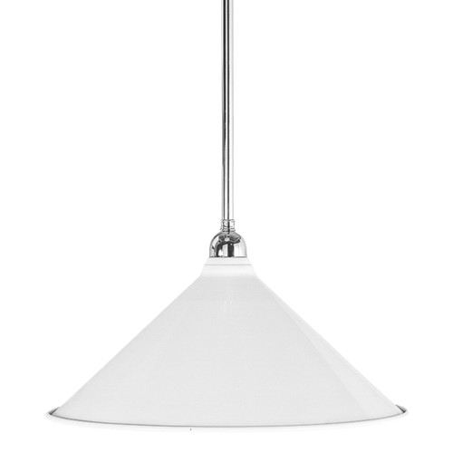 Edwardian Chrome Metal Cone Rod Pendant - White