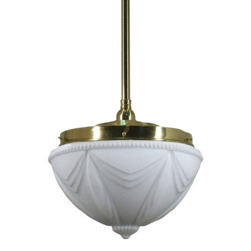 Empire Matt Opal Glass Rod Pendant - Polished Brass