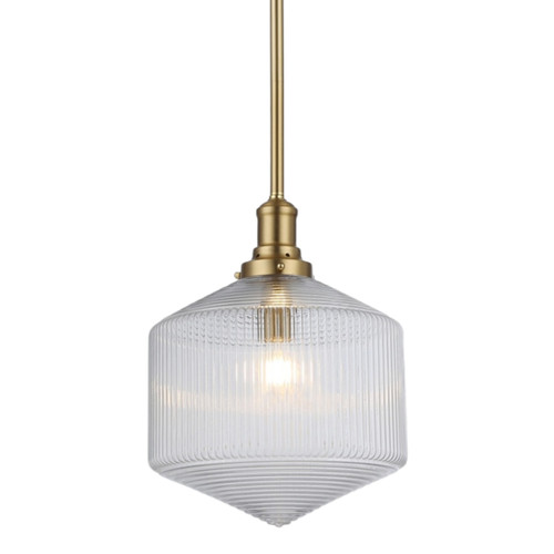 Jefferson Clear Glass Rod Pendant Light - Satin Brass