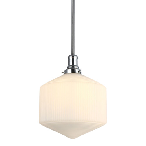 Jefferson Opal Glass Rod Pendant Light - Chrome