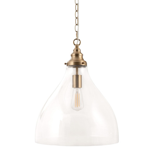 Keys Clear Glass Chain Pendant Light - Satin Brass