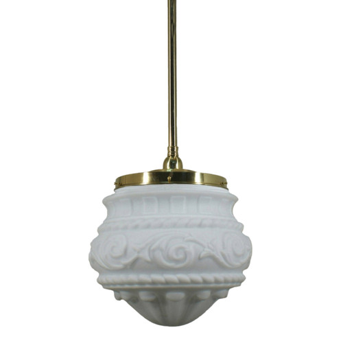 Premier Matt Opal Glass Rod Pendant - Polished Brass