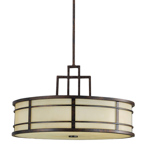 Fusion Grecian Bronze Geometric Drum Chandelier