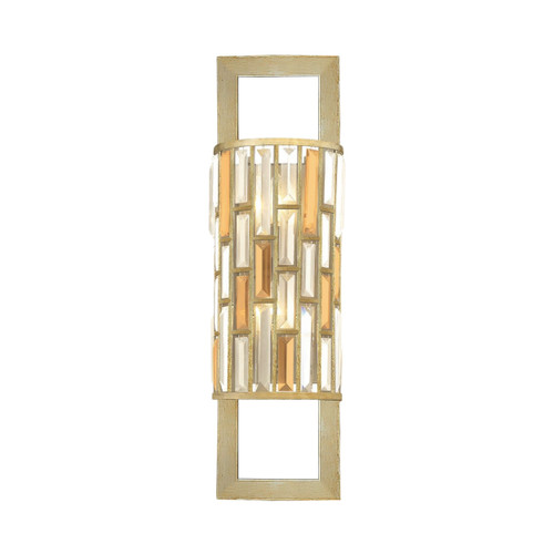 Gemma Amber Pearl Cut Long Wall Light - Silver Leaf