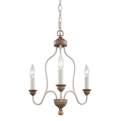 Hartsville 3 Light Washed Chalk Beachwood Candle Chandelier