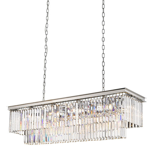 Enso Two Tiered Rectangular Crystal Chandelier - Chrome