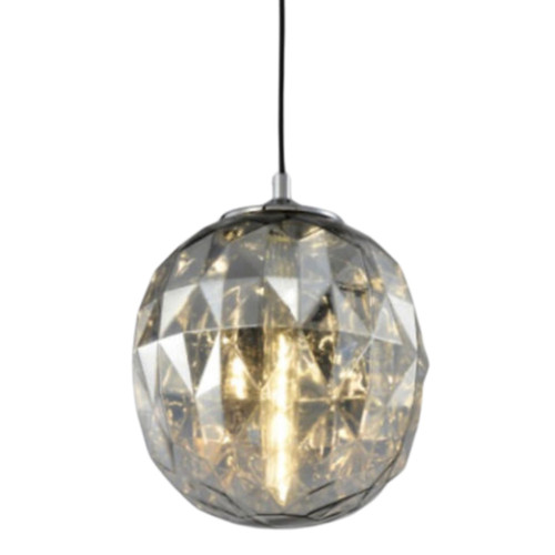 Fenrir Smoke Glass Orb Chrome Pendant Light