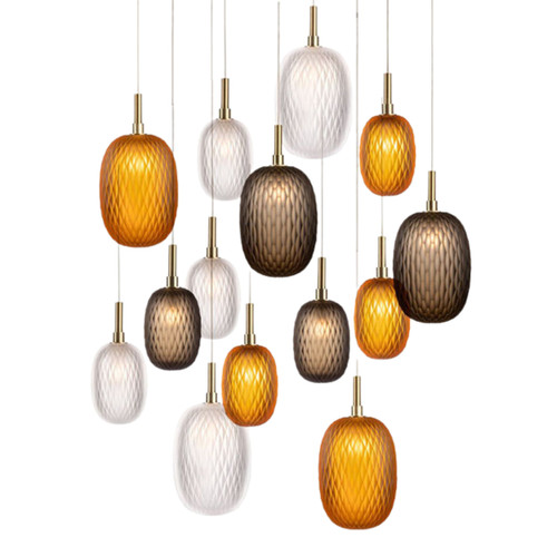 Jinnie Multi-Coloured Textured Glass Cluster Pendant