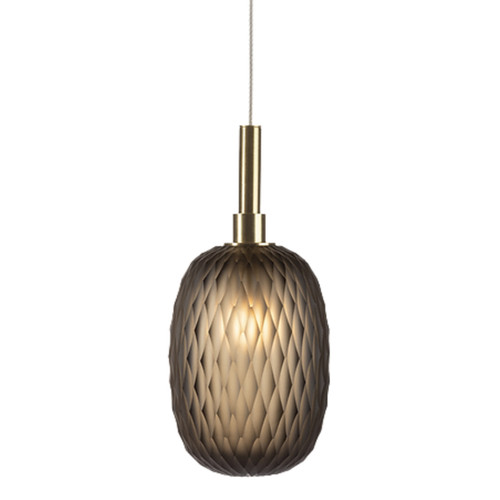 Jinnie Textured Glass Oval Pendant Light - Smoke
