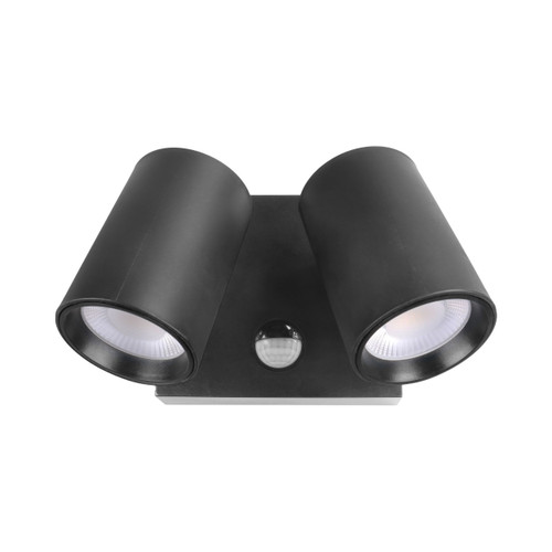 Lor Duo Light Square Plate Wall Spotlight with Sensor - Black