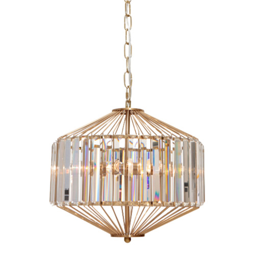 Arzano 3 Light Crystal Prism Pendant - Gold