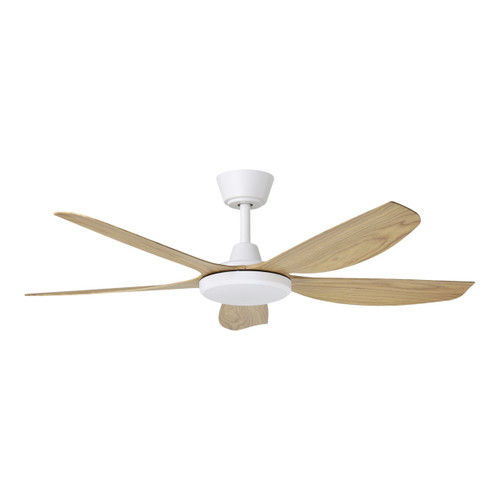 Miami 48-Inch DC Ceiling Fan with LED and Remote - White & Oak