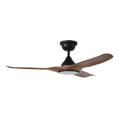 Tahiti 52-Inch IP66 Black-Teak DC Ceiling Fan with LED Light