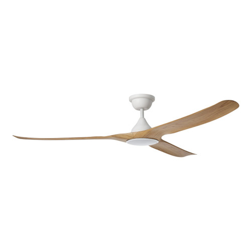 Tahiti 72-Inch IP66 White-Blackbutt DC Ceiling Fan with LED Light