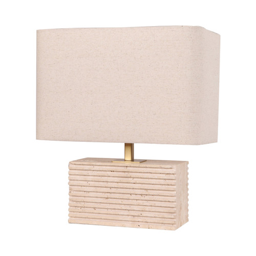 Aversa Beige Travertine Low Table Lamp - Cream Shade