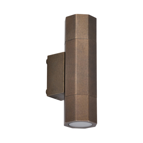 Bidoni IP65 Aged Brass Octagon Up Down Wall Light