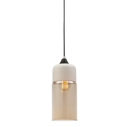 Caretto Amber Glass Retro White Oblong Pendant