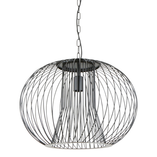 Kapan Round Metal Cage Pendant Light - Black