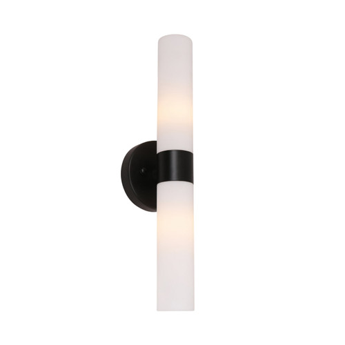 Sevan Tubular Opal Glass Up and Down Wall Light - Black