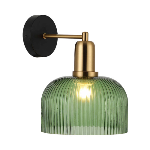 Valencia Dome Green Ribbed Glass Wall Light