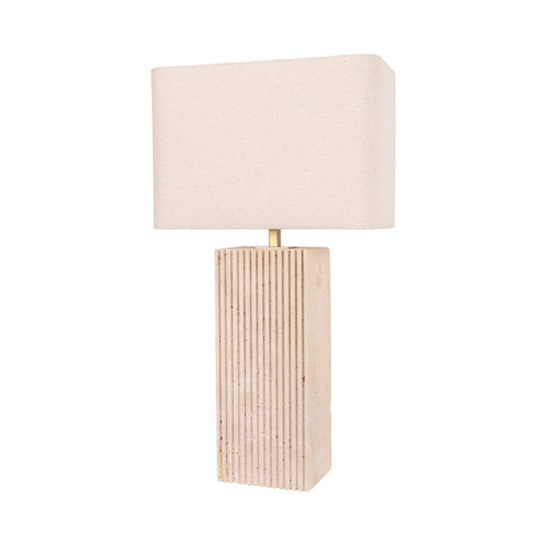 Aversa Rectangle Beige Travertine Table Lamp - Cream Shade