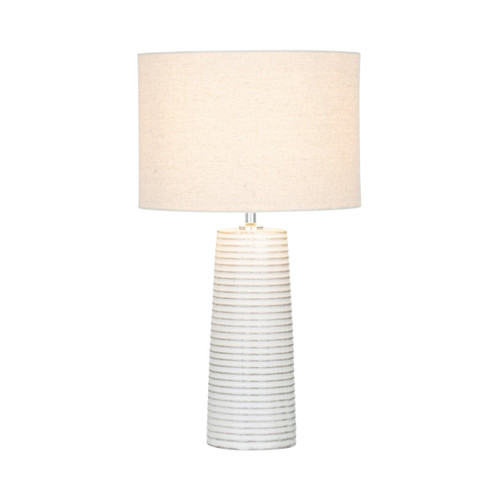 Partille White Ribbed Ceramic Table Lamp
