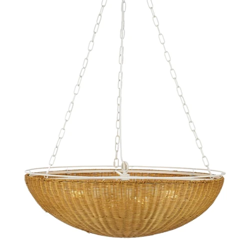 Alicante Natural Woven Rattan Bowl Uplight Pendant