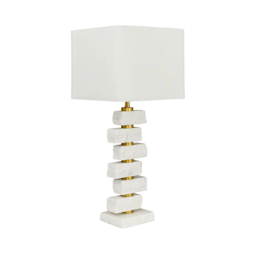 Elche White Stacked Stone Angular Table Lamp