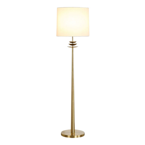 Escorial Transitional Brass White Floor Lamp