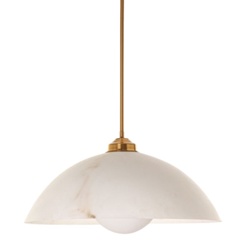 Cantabria Alabaster Dome Brushed Brass Pendant