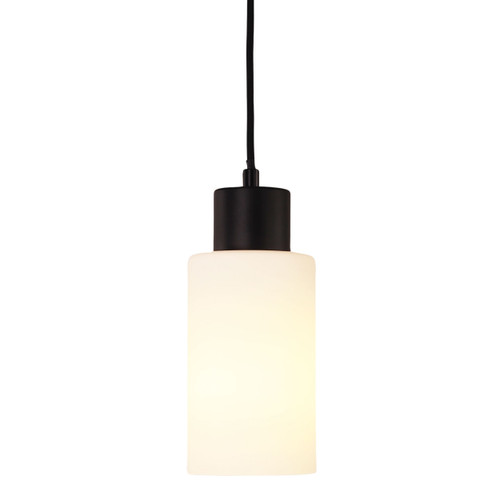 Challans Cylinder Glass Black Pendant - Opal