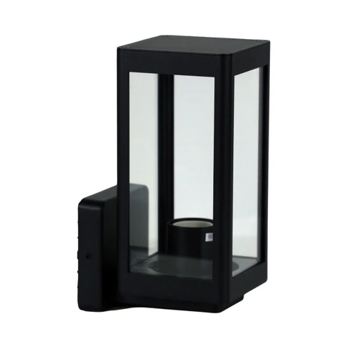 Copeland IP44 Clear Glass Box Lantern Wall Light - Black