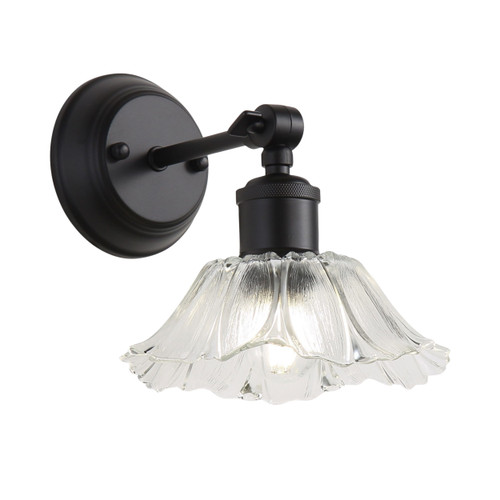 Favara Vintage Cut Glass Black Wall Light - Clear