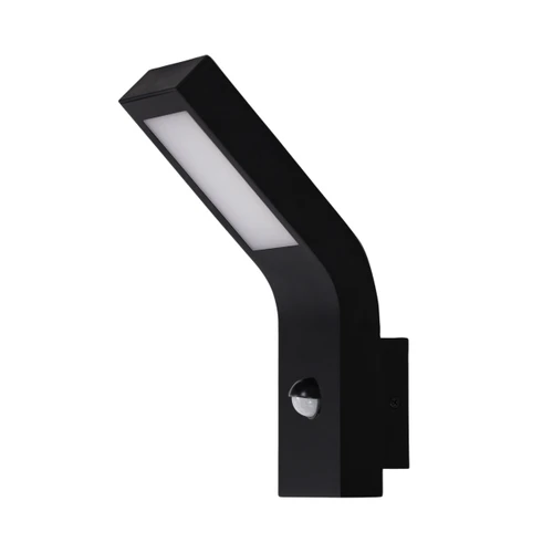 Havant IP54 Modern Black Angled LED Wall Light with Sensor
