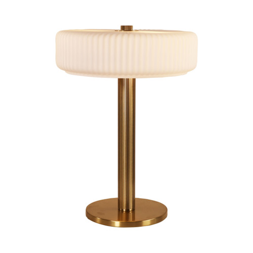 Ilagan Opal Ribbed Optic Glass Brass Table Lamp