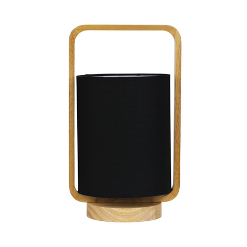 Launceston Black Cotton Portable Timber Table Lamp