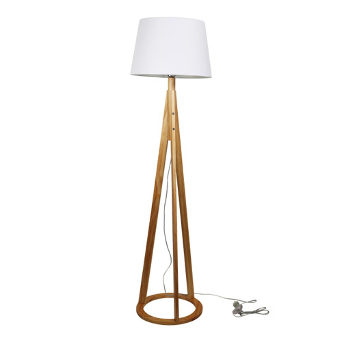 Lesoza Pine Tripod Floor Lamp with Tapered White Shade
