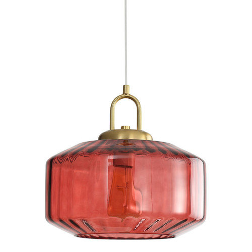 Marcela Geometric Ribbed Glass Pendant Light - Rose