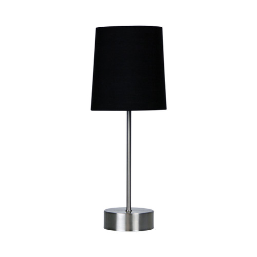 Marlow Brushed Chrome Touch Table Lamp - Black Shade