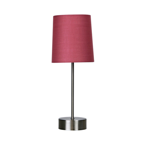 Marlow Brushed Chrome Touch Table Lamp - Pink Shade