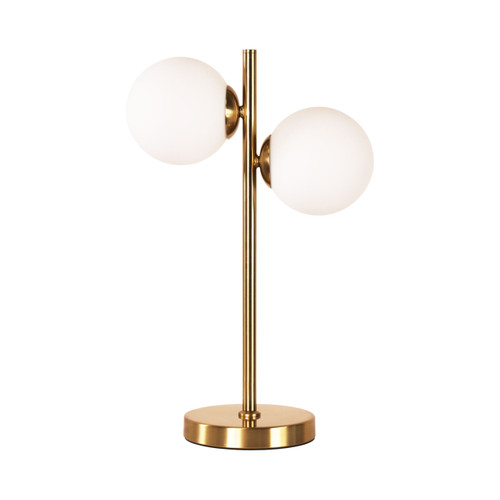Vanini Twin Light Brass Table Lamp - Opal Glass