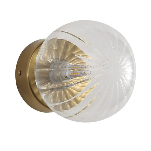 Viejo IP44 Ribbed Optic Glass Brass Wall Light - Clear