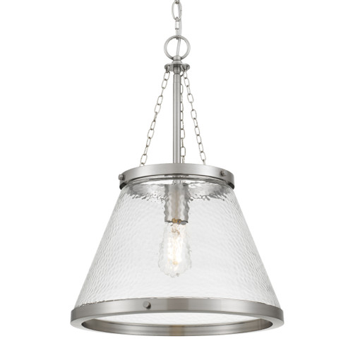 Waltham Wide Cone Matt Nickel Glass Pendant